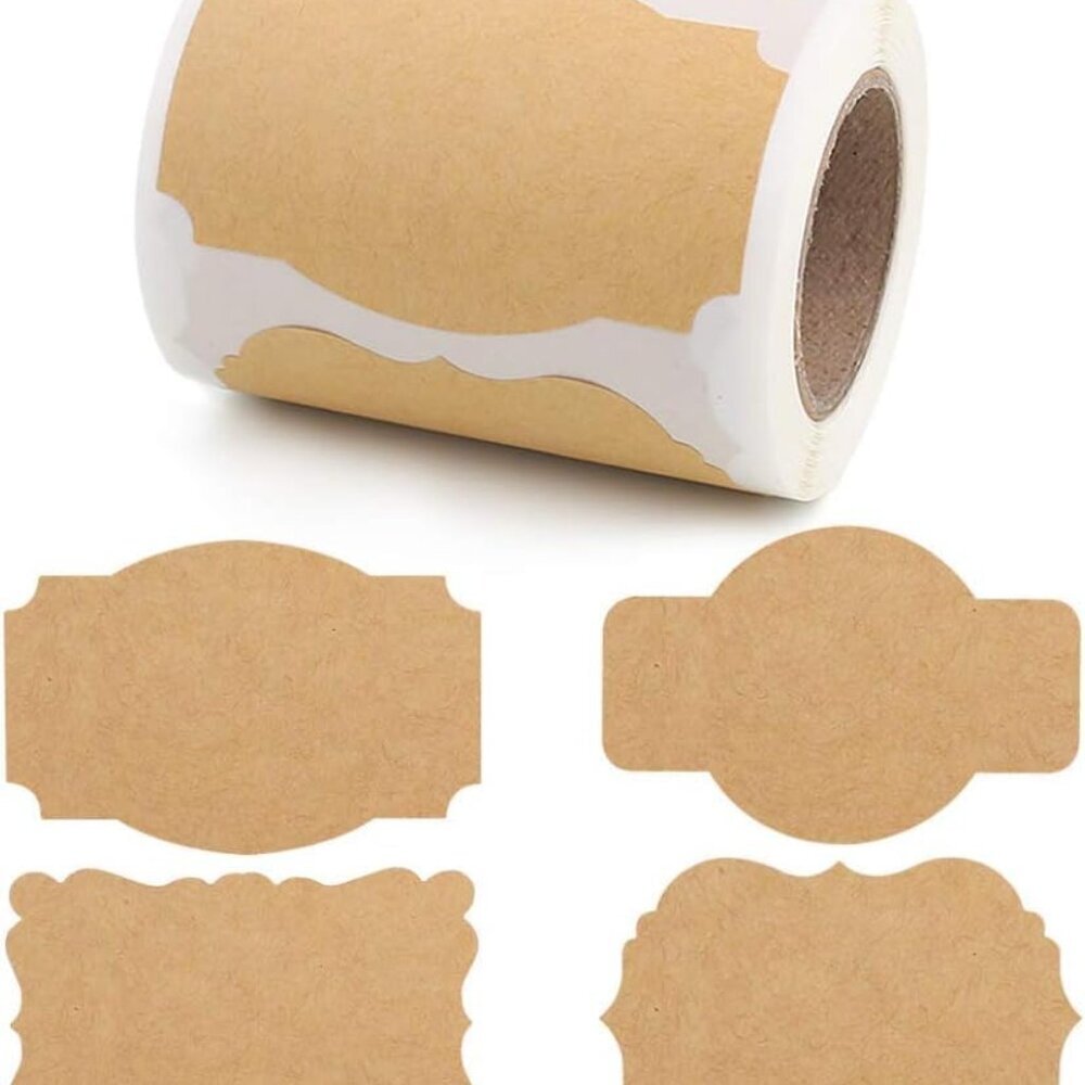 200pc Kraft Label Stickers, Writable Gift Tag Stickers, 3x2 Inch Canning Labels